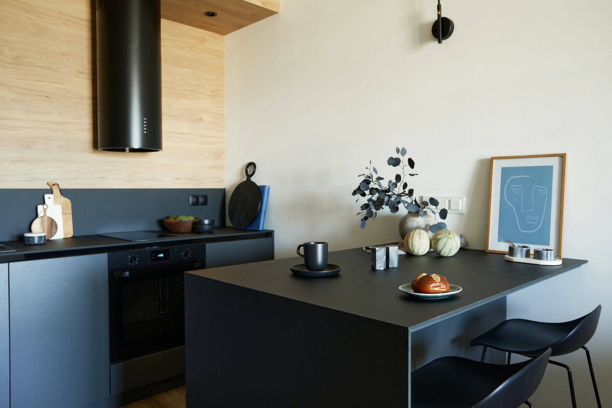 Stylish composition of modern small kitchen interior